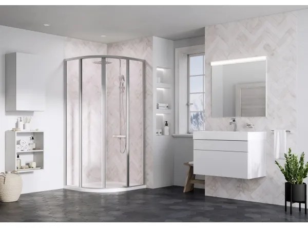 Ravak 3114OU02Z1 - Štvordielny štvrťkruhový sprchovací kút SUPERNOVA 80x80 cm satinovaný