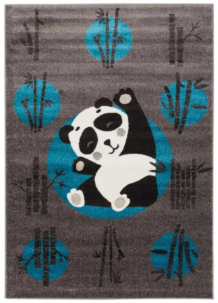 Detský kusový koberec Panda hnedo modrý 133x190cm
