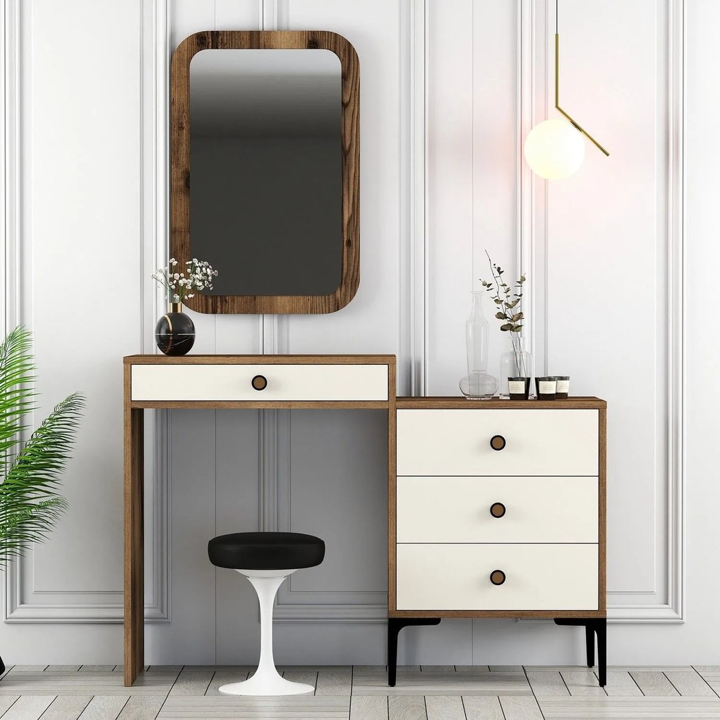 Toaletný stolík Lizbon 547 - Walnut, Cream