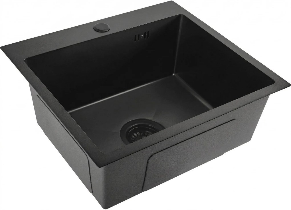 Rea Leo, 1-komorový oceľový drez 500x450x185 mm, čierna matná, ZLE-06005