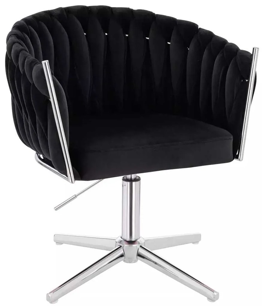 LuxuryForm DESIGN Stolička NORDEN VELUR na striebornom kríži - čierna