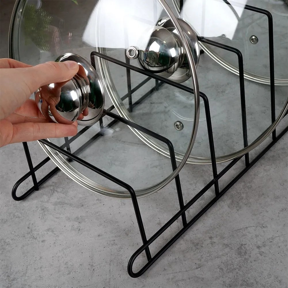 VILDE Držiak, stojan na pokrievky do zásuvky - 6 pozícií, viac veľkostí, čierny