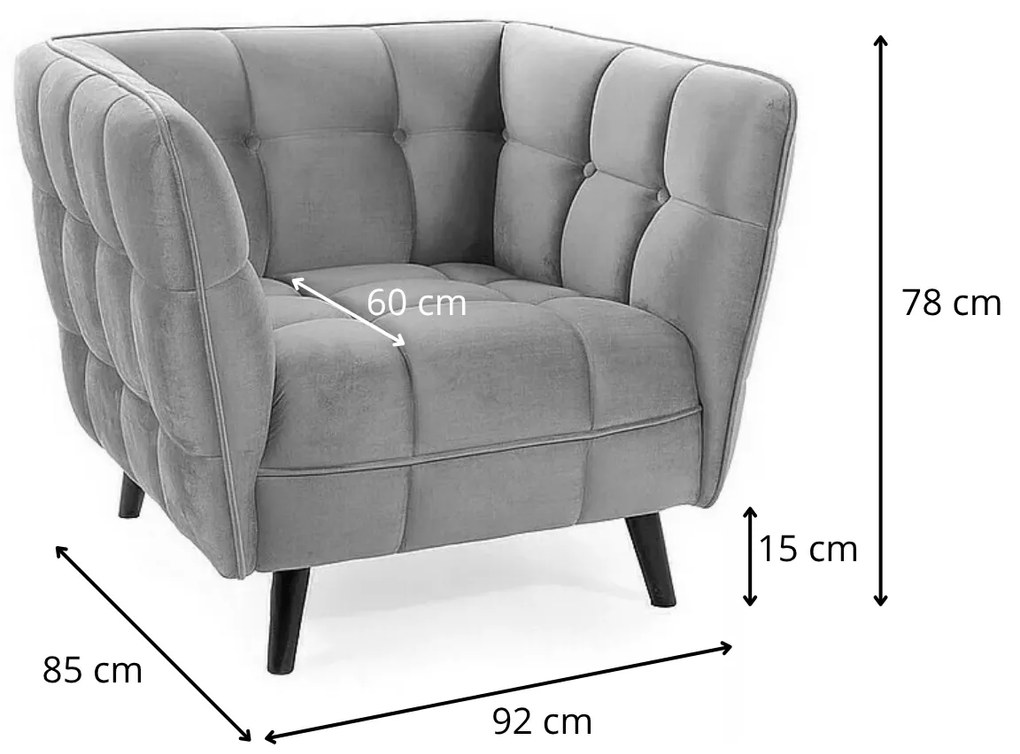 Sametové křeslo Castello tmavě béžové/wenge