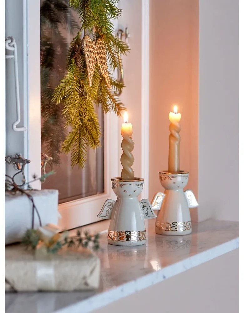 Kameninové svietniky v súprave na čajovú sviečku 2 ks Faella – Bloomingville