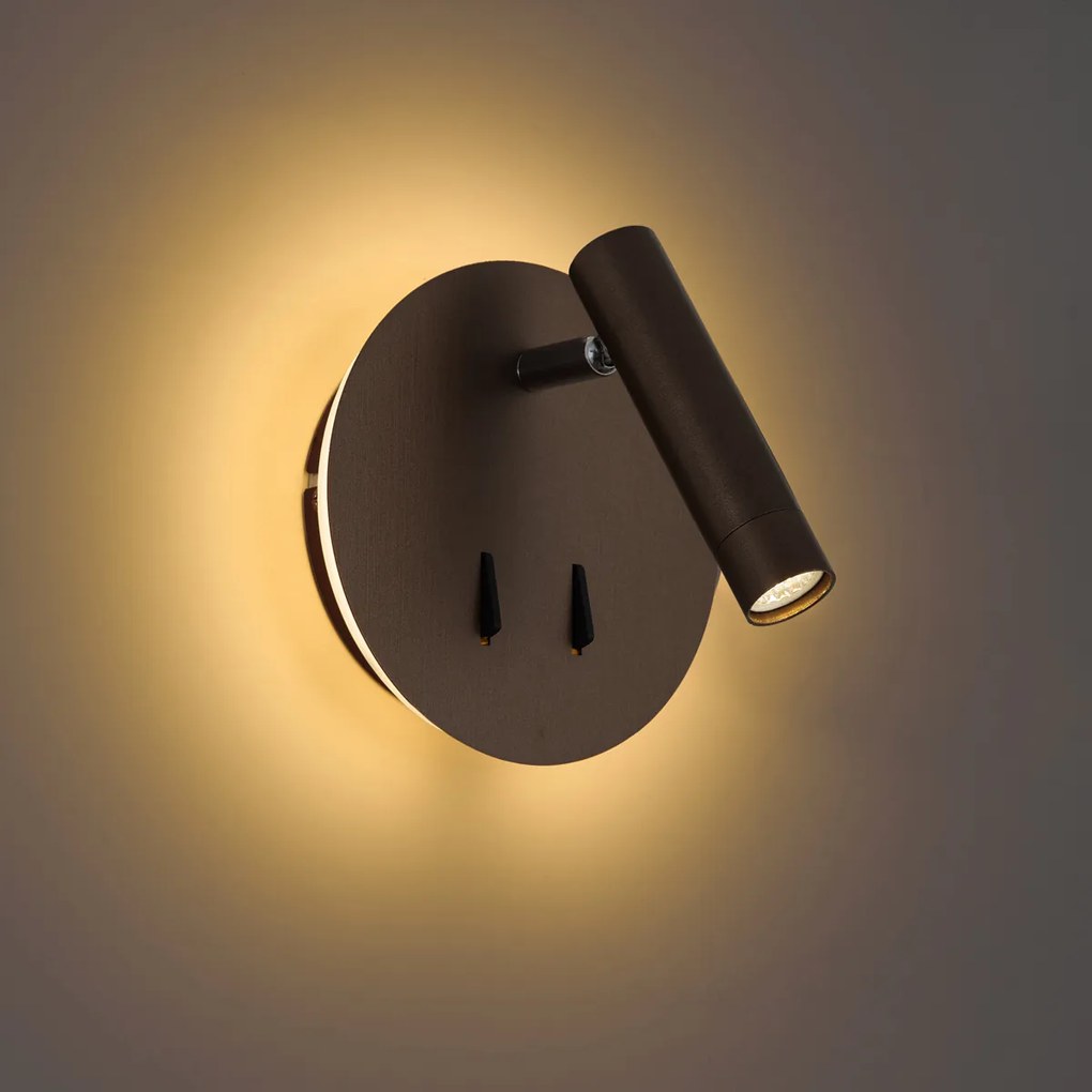 Moderná nástenná lampa tmavý bronz vrátane LED s USB-C - Croft