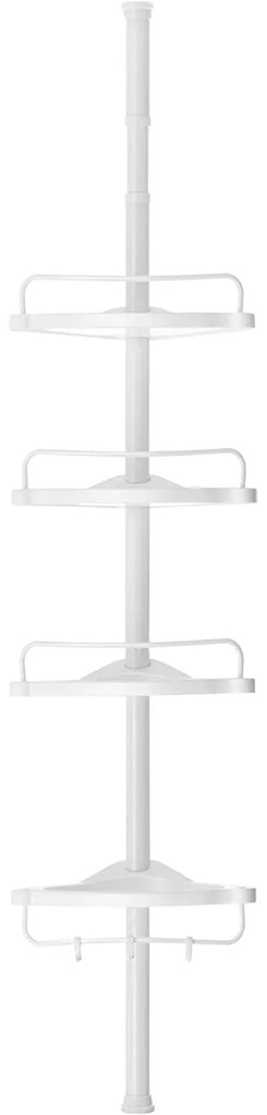 Nastaviteľná rohová polica do kúpeľne, 85-305 cm, biela