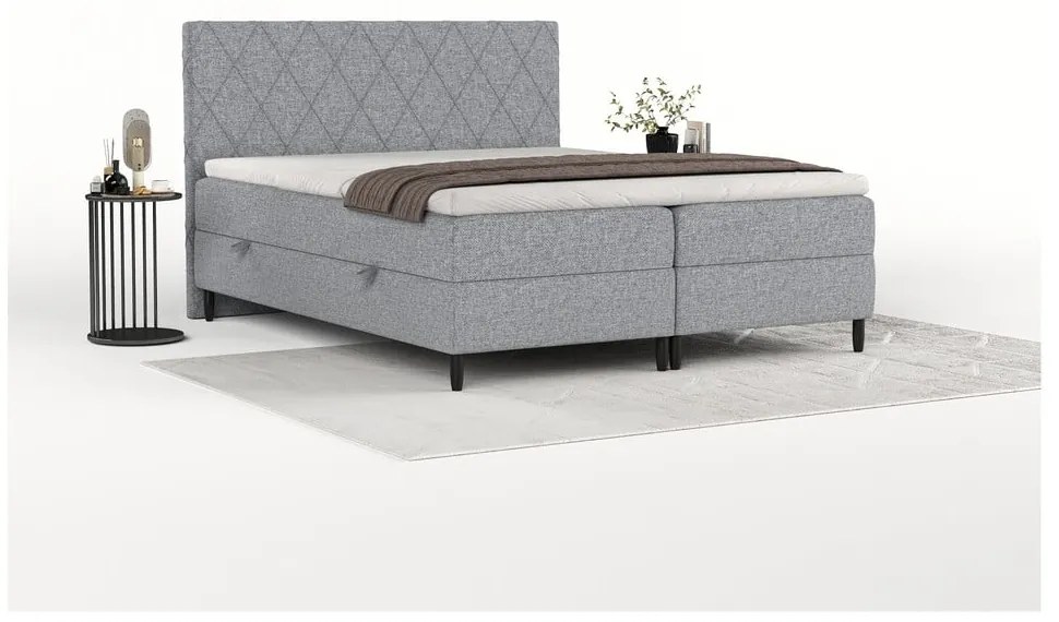 Sivá boxspring posteľ s úložným priestorom 180x200 cm Gwen – Maison de Rêve