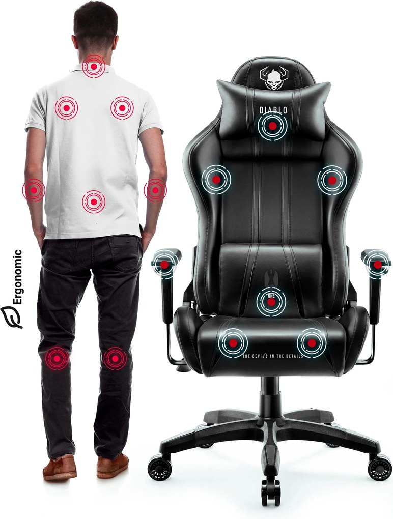 Herné kreslo z eko-kože Normal Size, čierna: Diablo X-One 2.0