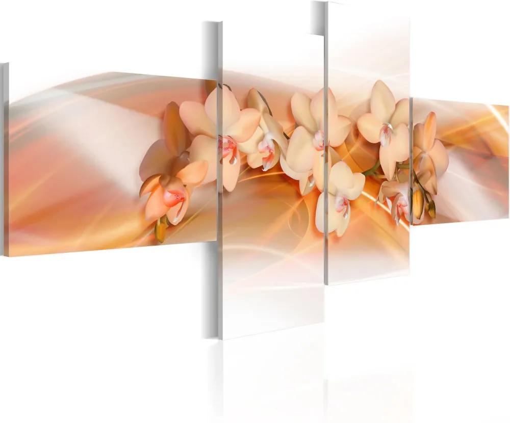 Obraz na plátne Bimago - Krémové orchideje 100x45 cm