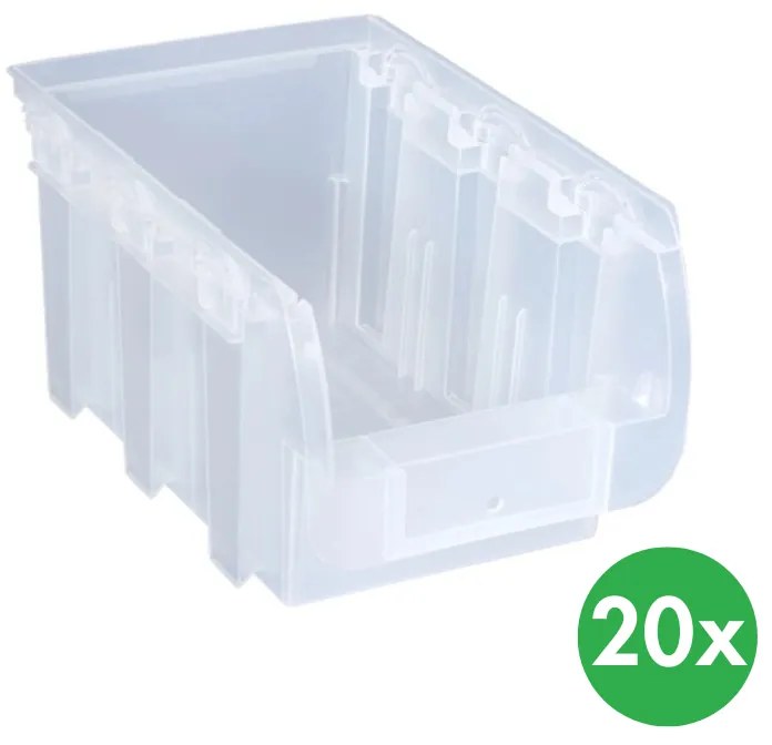 Plastový box COMPACT, 154 x 235 x 125 mm, 20 ks, priehľadný