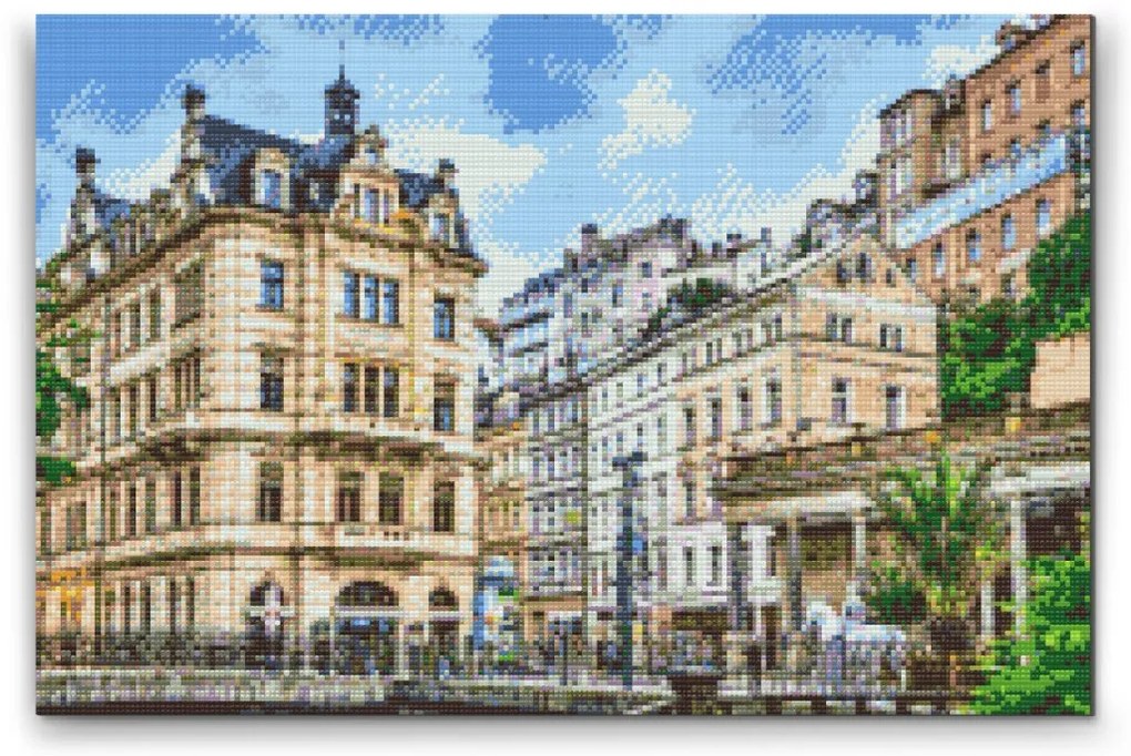 Gario Diamantové maľovanie Karlovy Vary Rozmery: 60 x 40 cm, Rámovanie: Iba zrolované plátno, Diamanty: Okrúhle