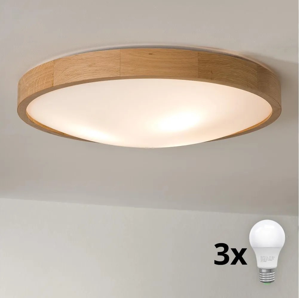 Brilagi - LED stropné svietidlo CARVALHO SLIM 3xE27/15W/230V, dub, priemer 47 cm