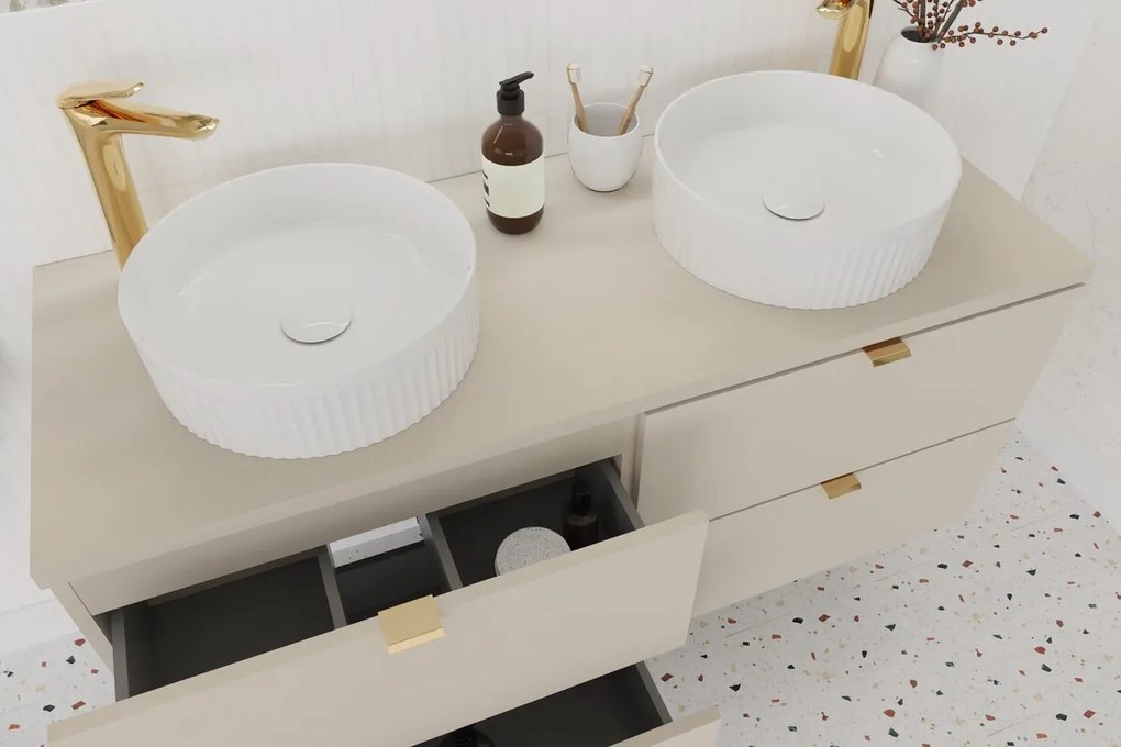 Sada keramického umyvadla na dosku a výpusti Beyond 2 biela