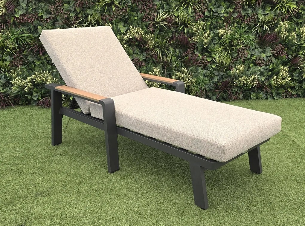 Záhradné hliníkové ležadlo EMOT antracit so svetlou poduškou