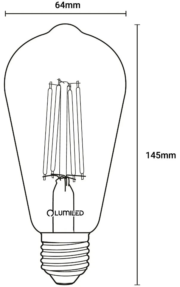 LED žiarovka E27 ST64 6W = 50W 660lm 2200K Warm 360° Filament LUMILED