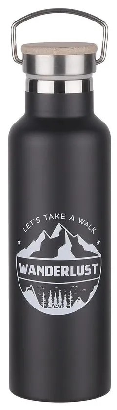 WANDERLUST Termoska s rukojeťou 650 ml - čierna