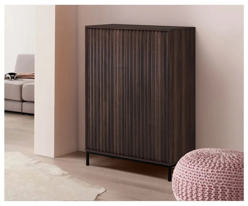 Skrinka v dekore orecha v prírodnej farbe 80x110 cm Celine - Støraa