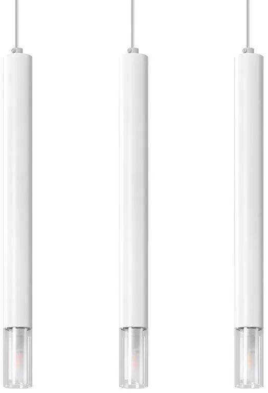 Závesné svietidlo Wezyr, 3x sklenené/biele kovové tienidlo