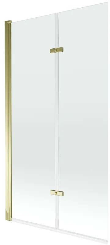 Mexen Castor, vaňová zástena 2-krídlová 100 x 150 cm, otočné krídlo, 6 mm číre sklo, zlatý profil, 892-100-002-50-00