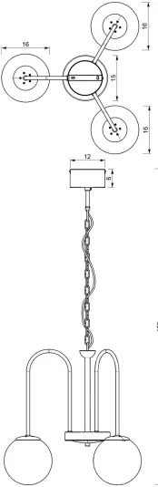 Luster na reťazi CAMBRIDGE 3xE14/60W/230V čierna