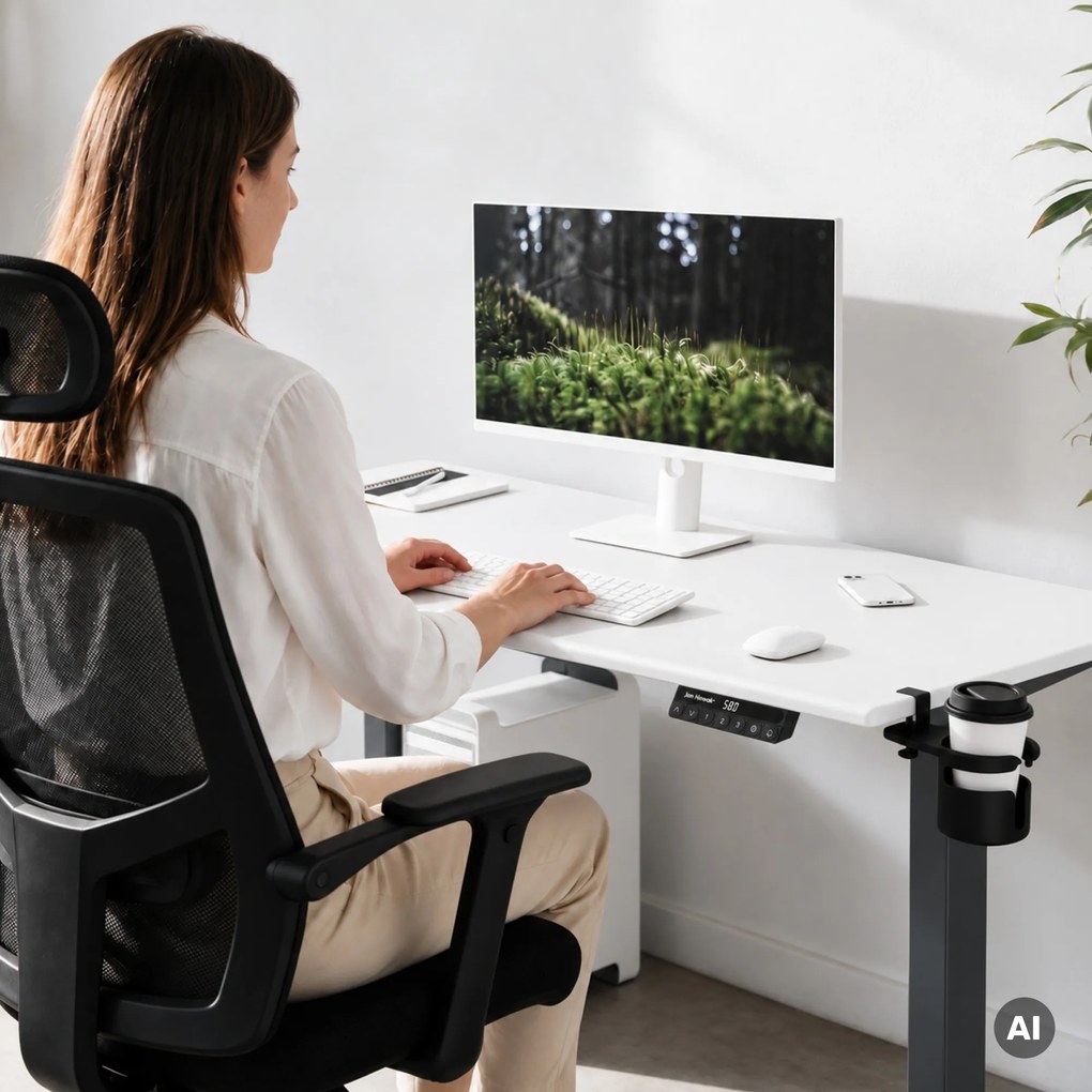 Elektrický stôl s nastavením výšky ergonomický antracitovo-bieli, 1400x700 mm: ARIA