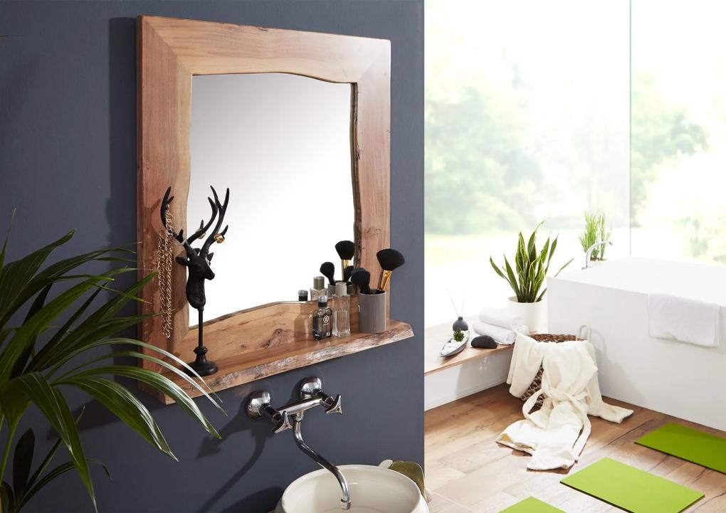 Masiv24 - WOODLAND Kúpeľňové zrkadlo 70x78 cm, prírodná, akácia
