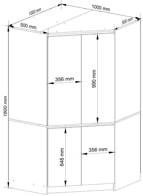 Rohová skriňa S100 4D CLP biela