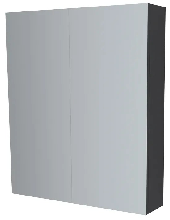 Mereo, Mereo Kúpeľňová zrkadlová skrinka 60 cm, galerka, 2 x dvierka, Multidecor, Čierna Supermat, MER-CN798G62CIPM