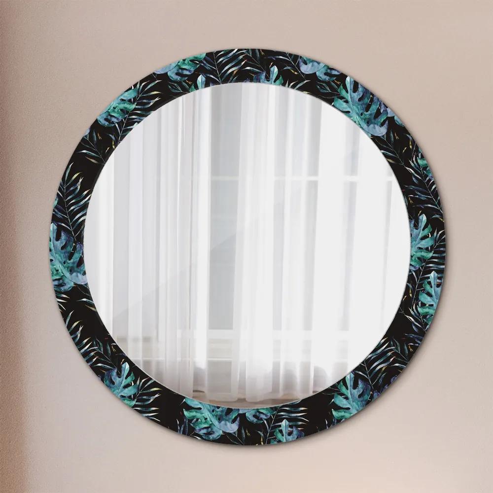 Okrúhle ozdobné zrkadlo Exotické listy fi 80 cm