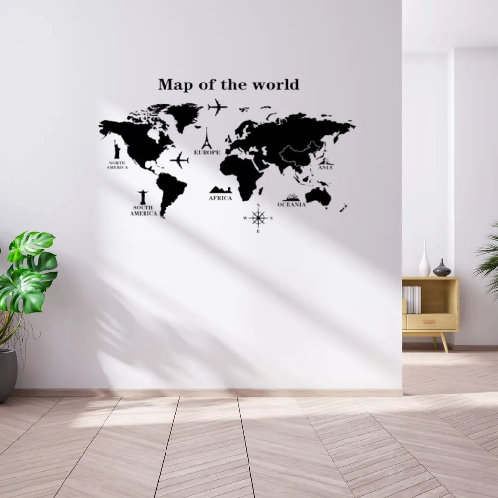 PIPPER | Samolepka na stenu "Mapa sveta" 120x70 cm