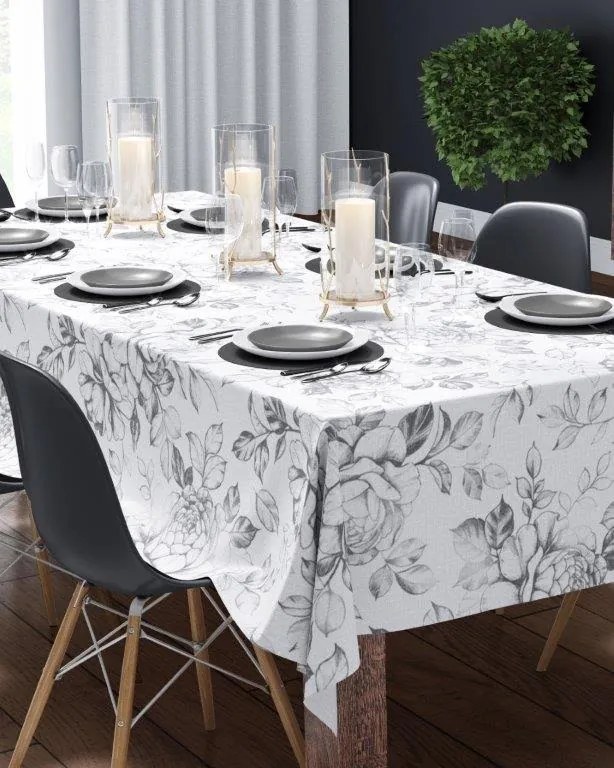 INTERMEDIC SK Obrus Sivý Kvet 85x85 cm – štýlový obrus s jemným sivým vzorom