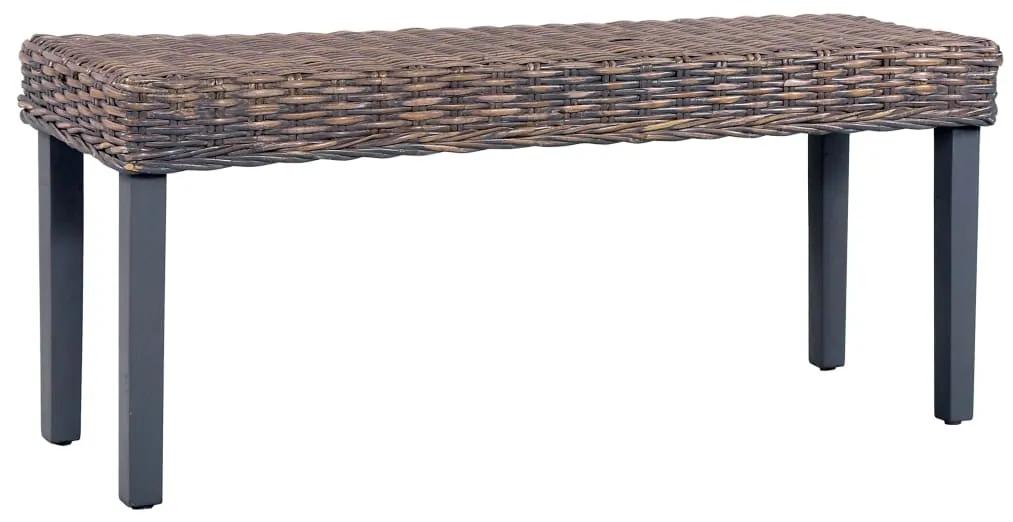 vidaXL Lavička 110 cm sivý prírodný kubu ratan a masívne mangovníkové drevo