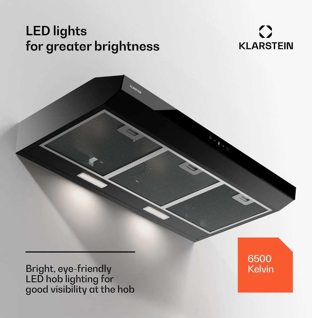 Klarstein Contempo Neo, digestor, podskrinkový, recirkulácia, 175 m³/h, SenseControl, integrované dotykové ovládanie, nehrdzavejúca oceľ / akrylátové sklo