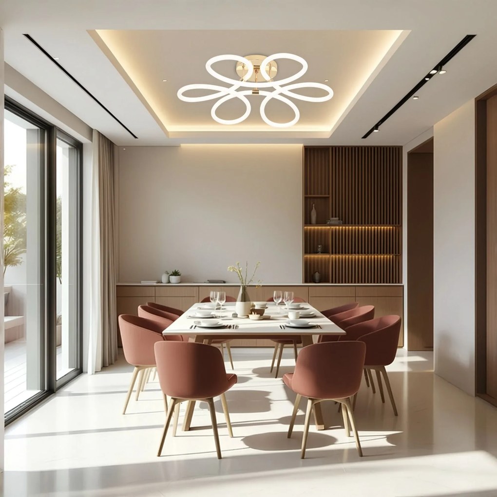 Toolight Toolight, LED moderné stropné svietidlo, 99W, 4000K, 5000lm, G023-C, biela-zlatá lesklá, OSW-06374