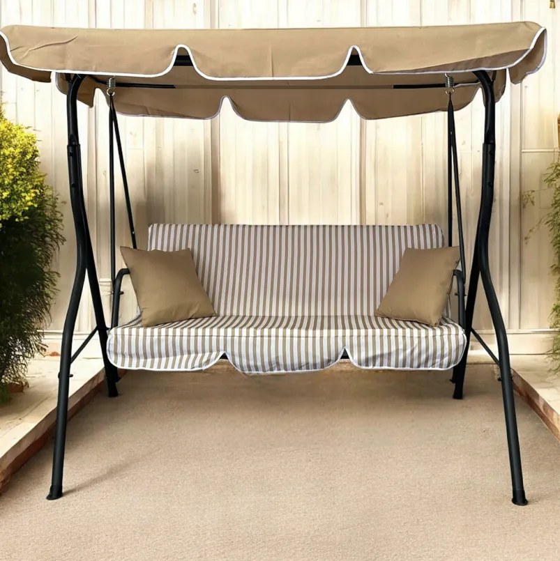 Záhradná hojdačka pre 3 osoby – béžová