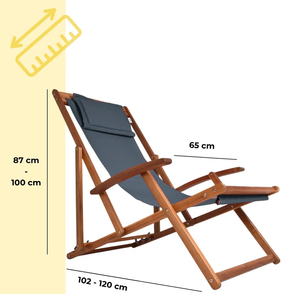 Záhradné lehátko SIENA, 65x87x102cm, antracitová Jurhan