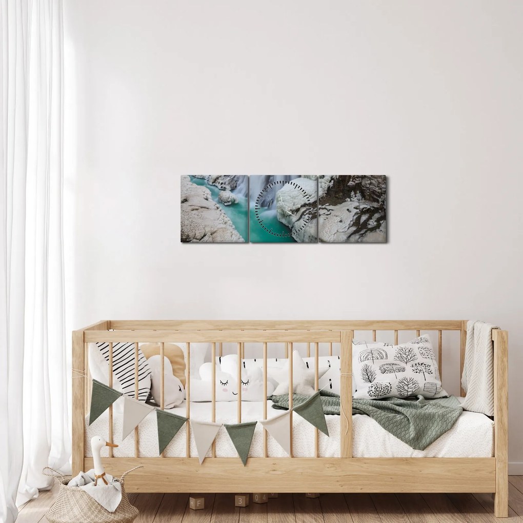 Obraz - Islandská príroda (s hodinami) (90x30 cm)