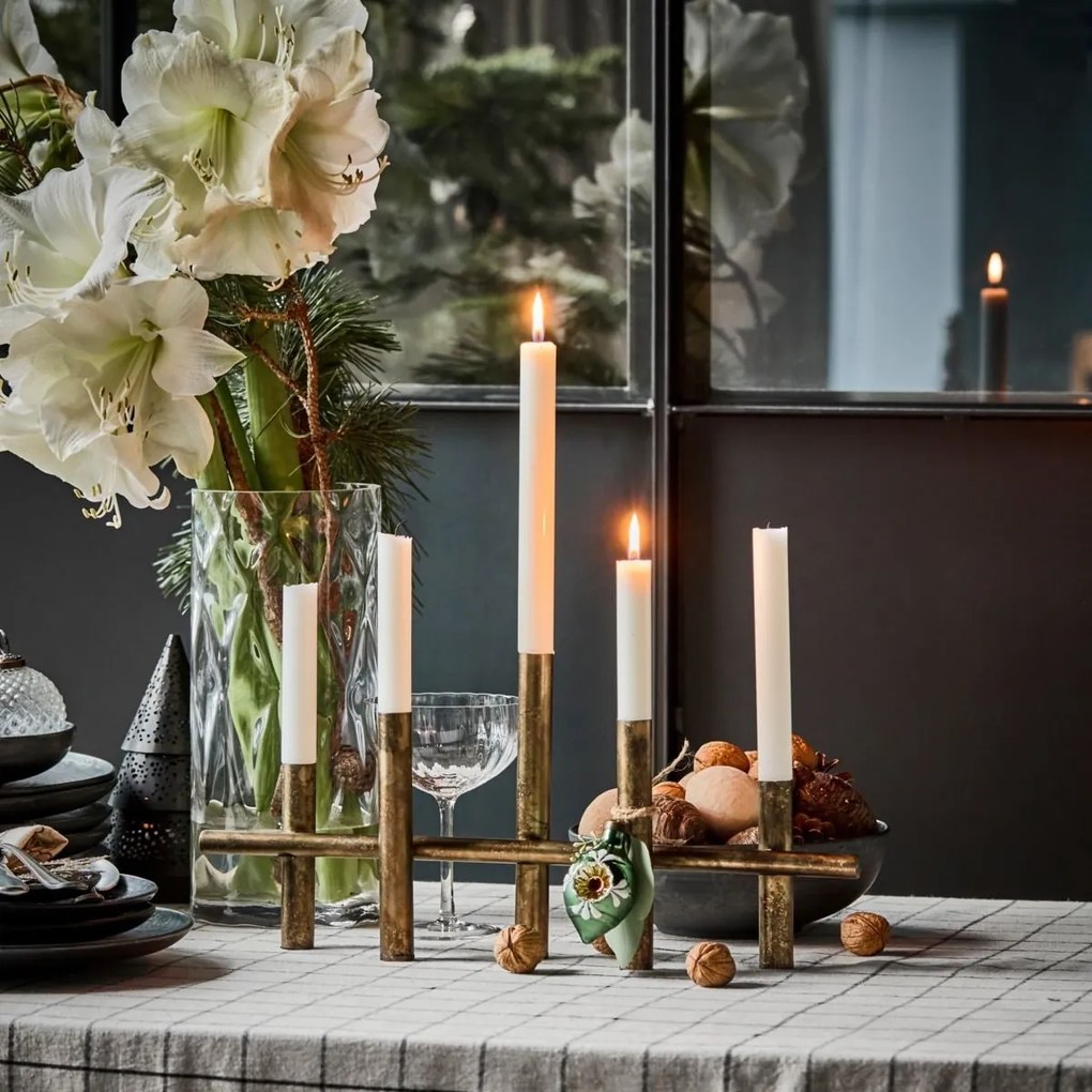 House Doctor Kovový svietnik Maxi Antique Brass 45 cm