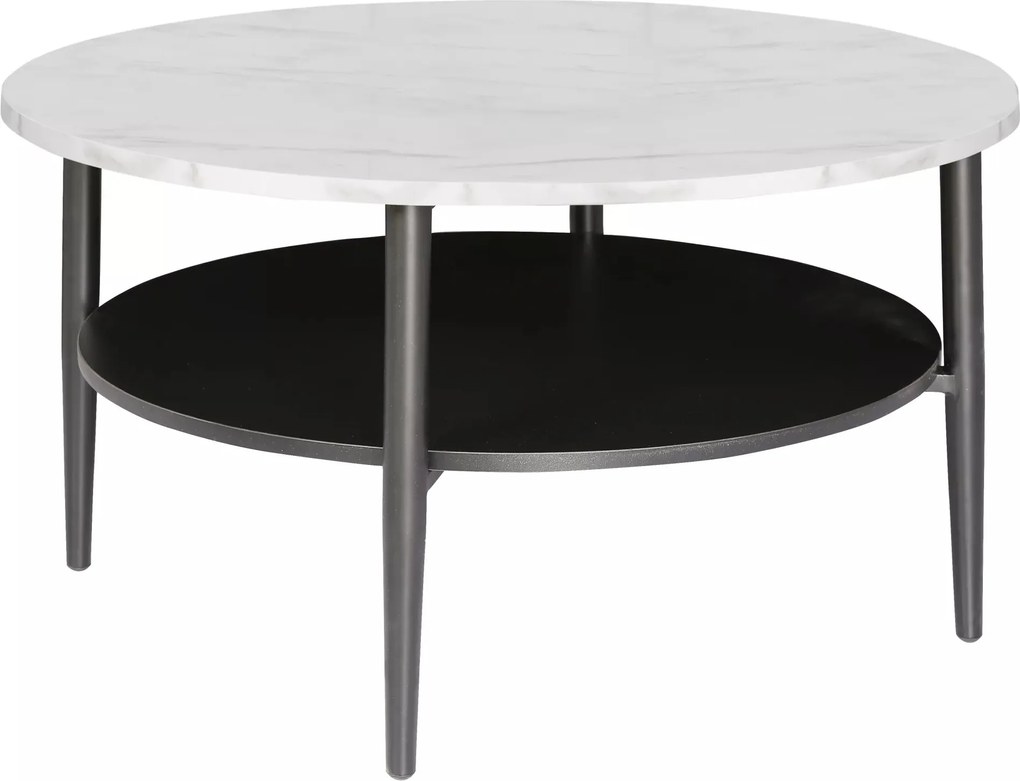 Konferenčný stolík Ella 80 cm biely mramor/čierny