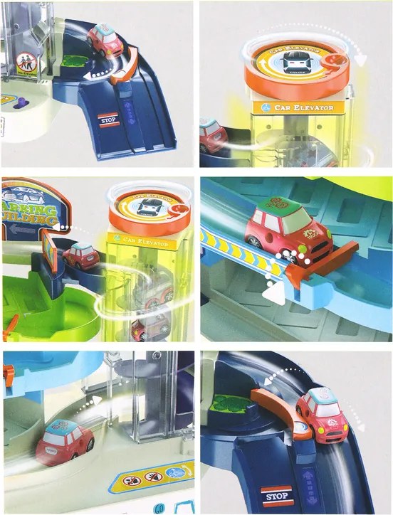 LEAN Toys Interaktívna súprava viacpodlažného parkoviska Svetlá, zvuky