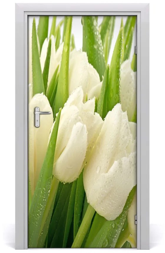 Fototapeta samolepiace biele tulipány 85x205 cm