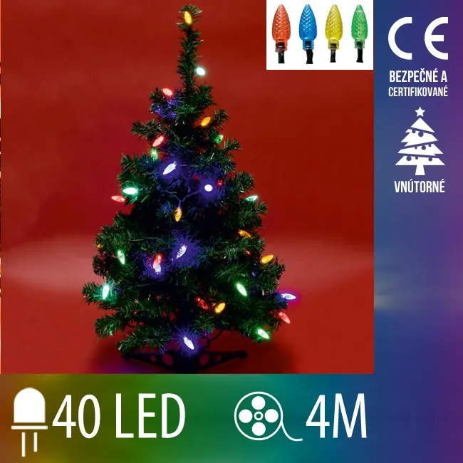 Vianočná led svetelná reťaz vnútorná - šišky - 40led - 4m multicolour