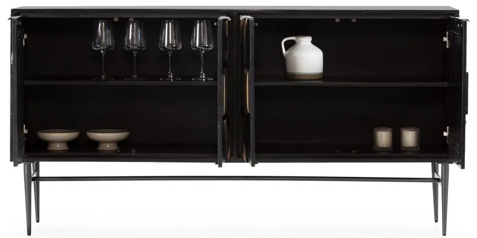 Čierna komoda z mangového dreva 175x90x40 cm Navya – MOME