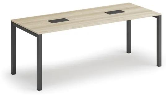 Stôl SQUARE 2000 x 800 x 750, dub prírodný + 2x stolná zásuvka TYP III, čierna