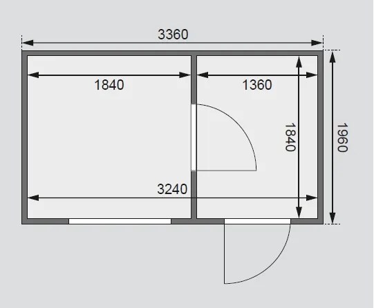 Vonkajšia fínska sauna s predsieňou 337 x 196 cm Dekorhome