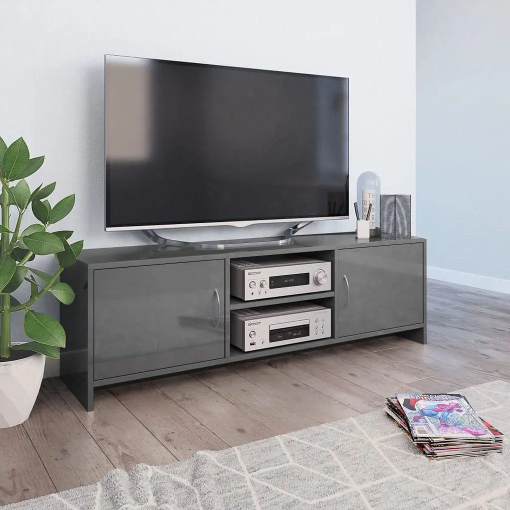 vidaXL TV skrinka lesklá sivá 120x30x37,5 cm drevotrieska