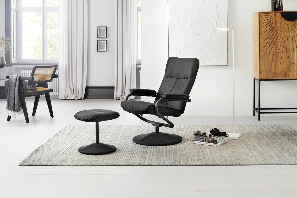 XXXLutz RELAXAČNÉ KRESLO S PODNOŽKOU, textil, čierna P & B - Online Only obývacie izby - 002694004201
