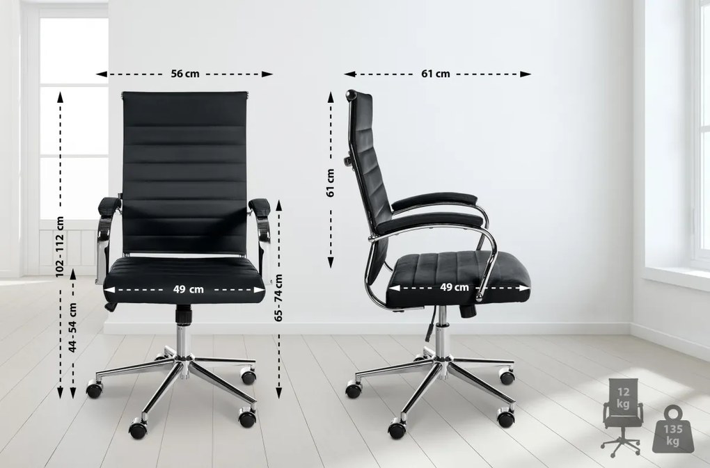 Design-Shop Kancelárska stolička Mollis - koža - Čierna
