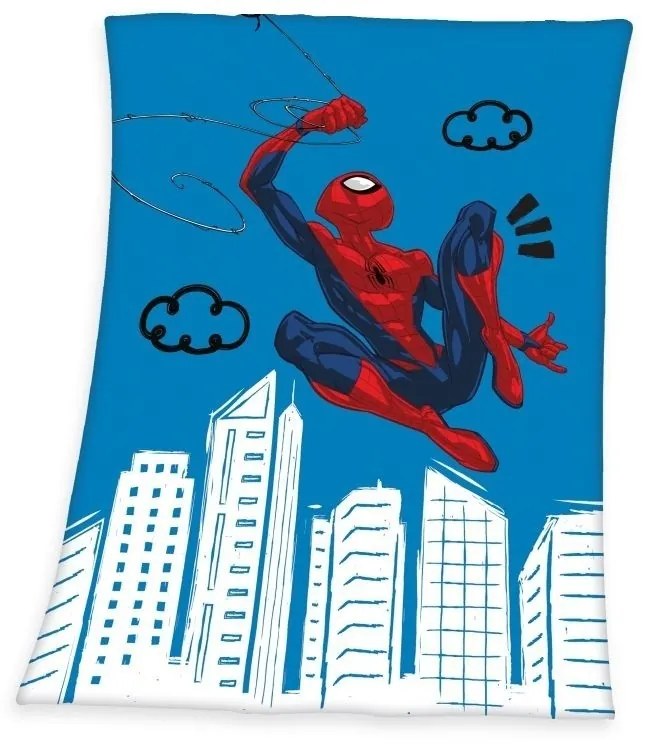 HERDING Fleece deka Spiderman city  Polyester, 130/170 cm