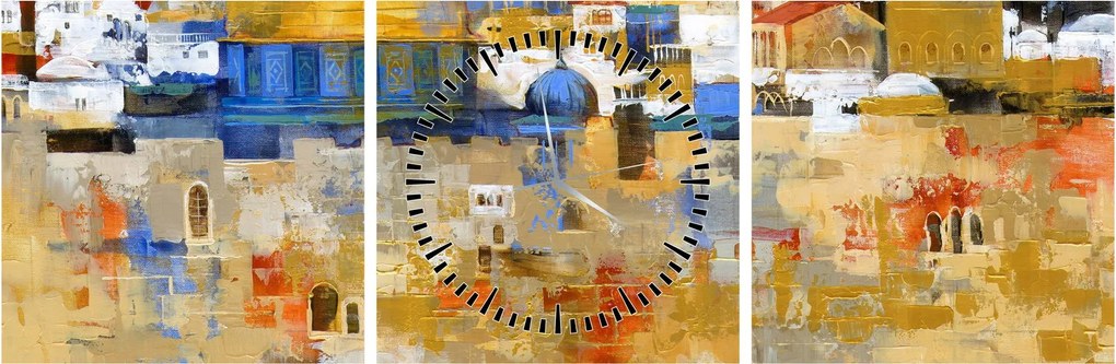 Obraz - Múr nárekov, Jeruzalem, Izrael (s hodinami) (90x30 cm)